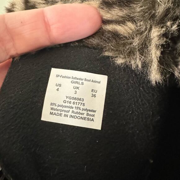 Sperry Tall Boots Girls 4 Fur Snow Waterproof Leather Lace Up Zip Pull On Brown - Picture 9 of 9